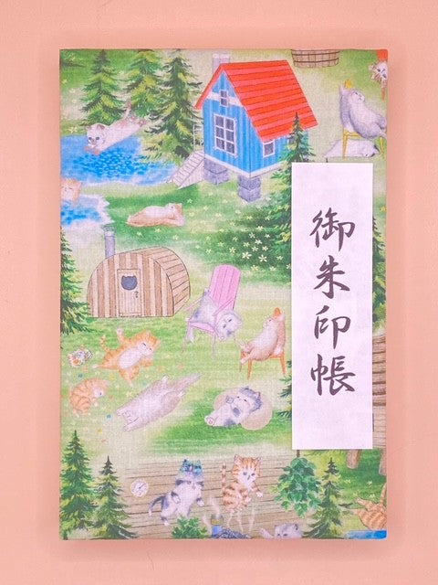 特製御朱印帖　大判　キャンプ猫　緑